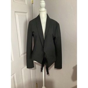 10 Crosby Derek Lam Black Fringe Open Front Blazer